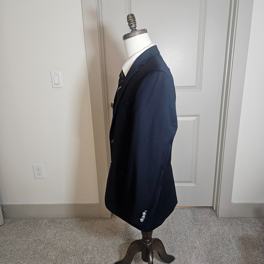 Michael Kors Men's Suit Blazer‎ 42R Wool Blend 2-Button Navy Blue - Flaw - Picture 3 of 16